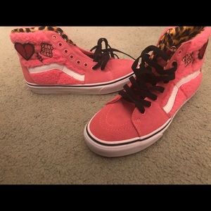 Vans High Top Pink Fur Sneakers
